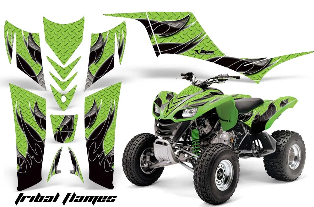 Kawasaki KFX 700 ATV Graphic Kit - 2004-2009 Tribal Flames Black
