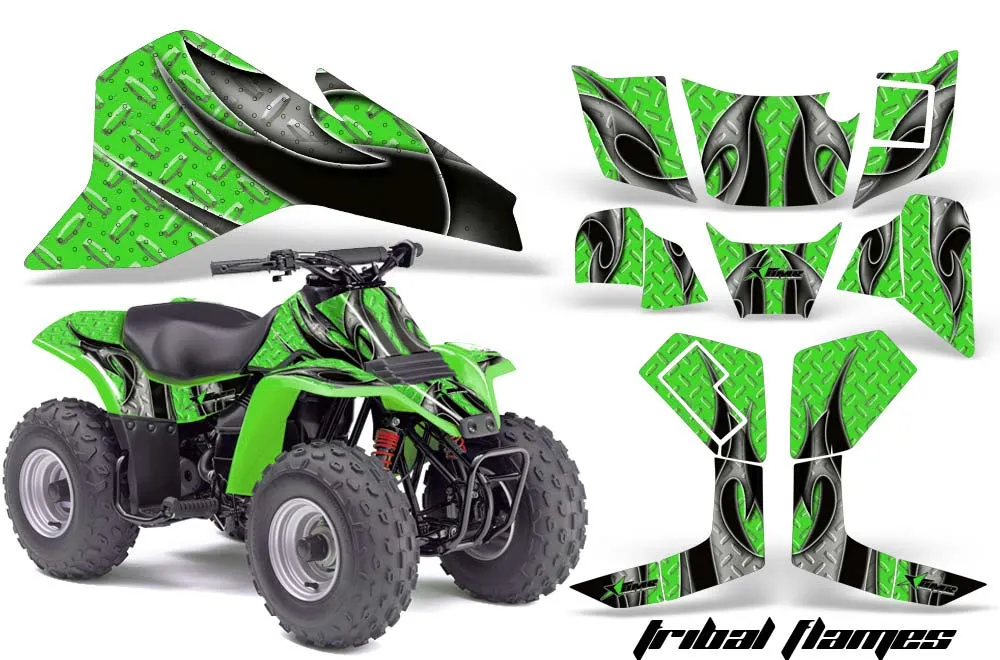 Kawasaki KFX 80 ATV Graphic Kit - 2003-2006 Tribal Flames Black