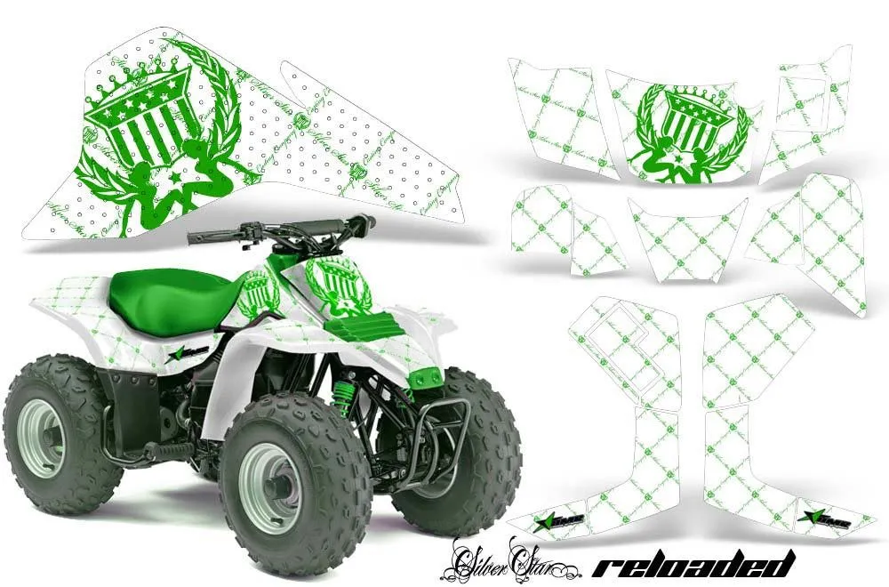 Kawasaki KFX 80 ATV Graphic Kit - 2003-2006 Silver Star - Reloaded Green