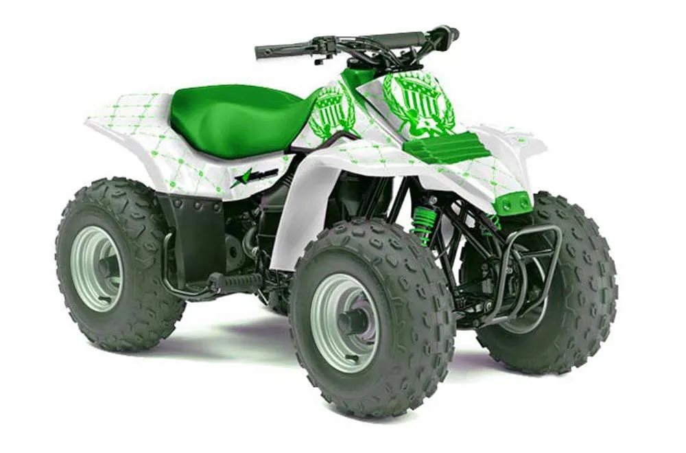 Kawasaki KFX 80 ATV Graphic Kit - 2003-2006 Silver Star - Reloaded Green