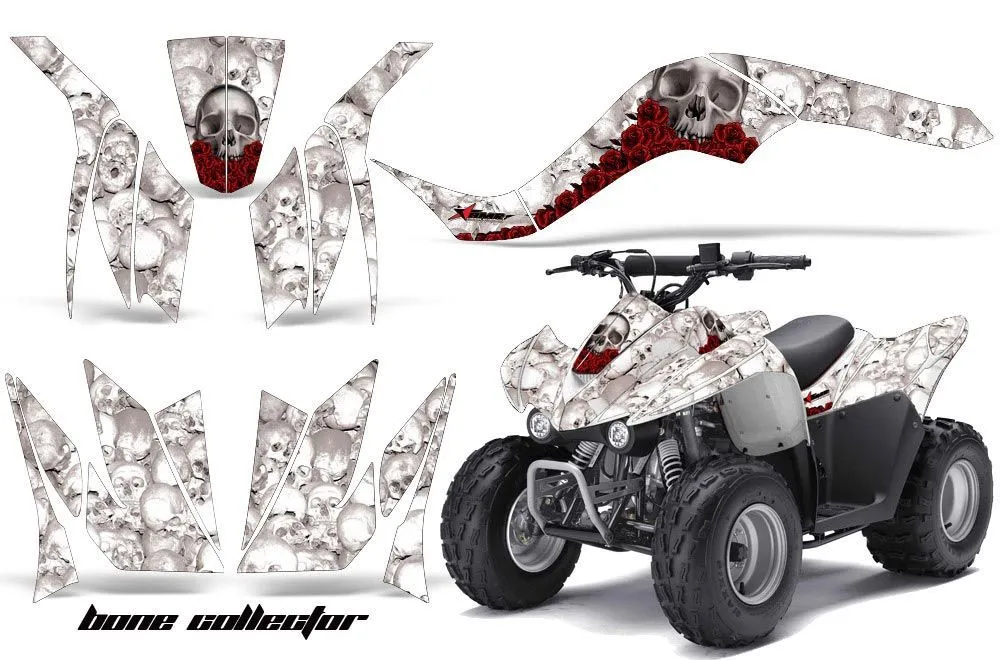 Kawasaki KFX 50 / 90 ATV Graphic Kit - 2007-2022 Bone Collector White