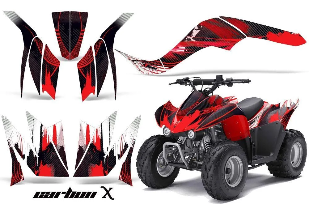 Kawasaki KFX 50 / 90 ATV Graphic Kit - 2007-2022 Carbon X Red