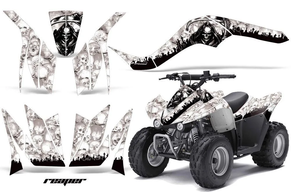 Kawasaki KFX 50 / 90 ATV Graphic Kit - 2007-2022 Reaper White