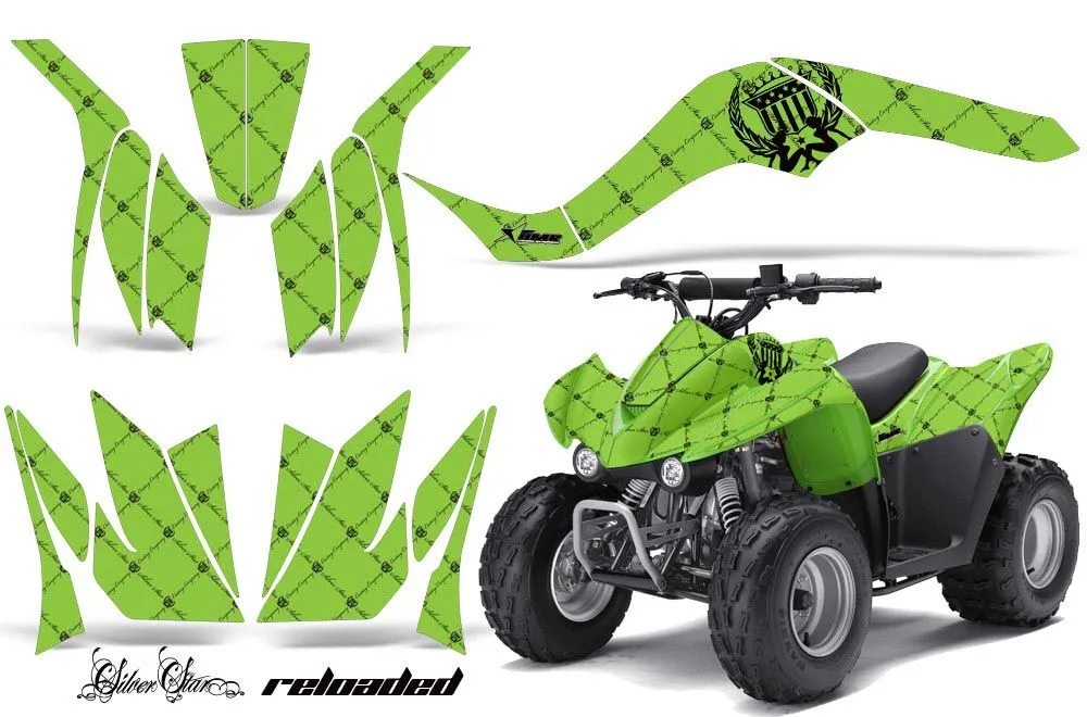 Kawasaki KFX 50 / 90 ATV Graphic Kit - 2007-2022 Silver Star - Reloaded Green