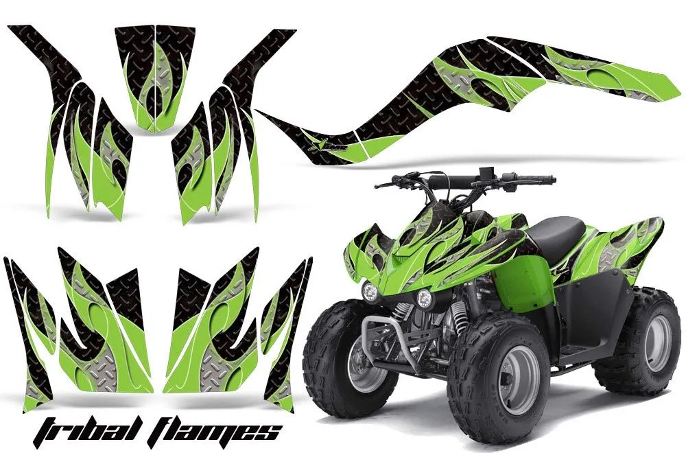Kawasaki KFX 50 / 90 ATV Graphic Kit - 2007-2022 Tribal Flames Green