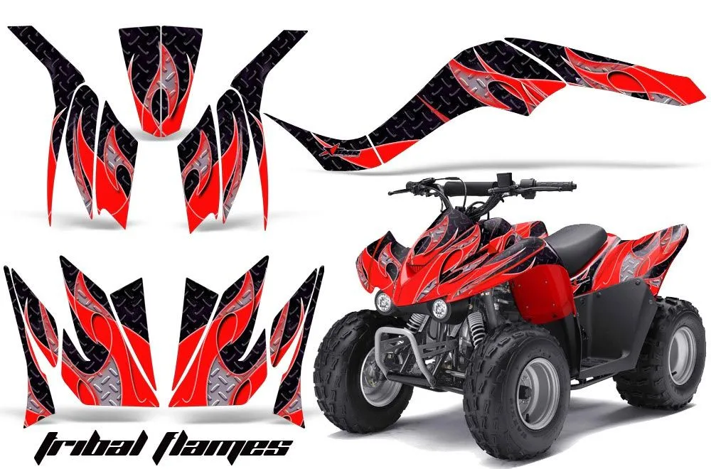 Kawasaki KFX 50 / 90 ATV Graphic Kit - 2007-2022 Tribal Flames Red