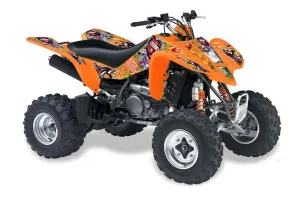 Kawasaki KFX 400 ATV Graphic Kit - 2003-2008 Ed Hardy - Love Kills Orange