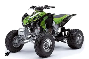 Kawasaki KFX 450 ATV Graphic Kit - 2008-2015 Checkered Skull Green