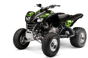 Kawasaki KFX 700 ATV Graphic Kit - 2004-2009 Checkered Skull Green