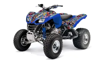 Kawasaki KFX 700 ATV Graphic Kit - 2004-2009 Ed Hardy - Love Kills Blue