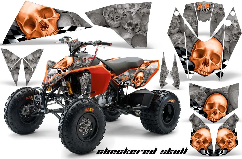 KTM 450 / 505 / 525 ATV Graphic Kit - 2008-2010 Checkered Skull Orange
