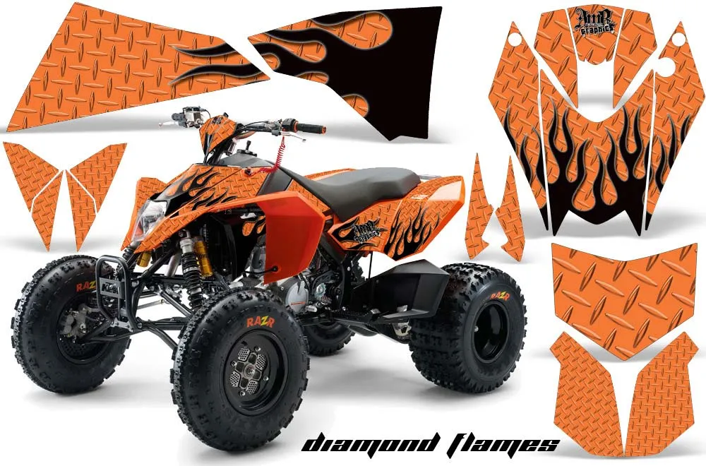 KTM 450 / 505 / 525 ATV Graphic Kit - 2008-2010 Diamond Flames Black