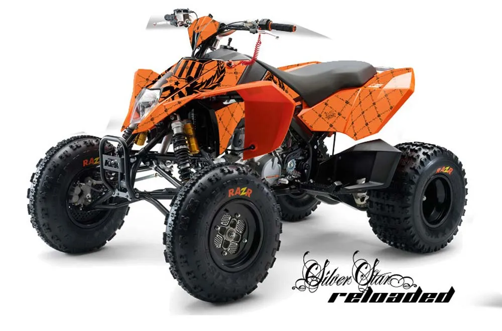 KTM 450 / 505 / 525 ATV Graphic Kit - 2008-2010 Silver Star - Reloaded Black