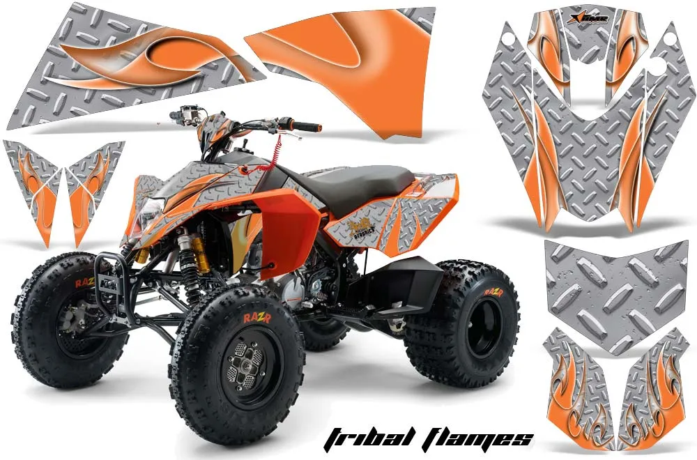 KTM 450 / 505 / 525 ATV Graphic Kit - 2008-2010 Tribal Flames Orange