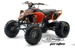 KTM 450 / 505 / 525 ATV Graphic Kit - 2008-2010 Ed Hardy - Pirates White