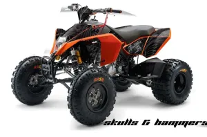 KTM 450 / 505 / 525 ATV Graphic Kit - 2008-2010 Skulls and Hammers Silver