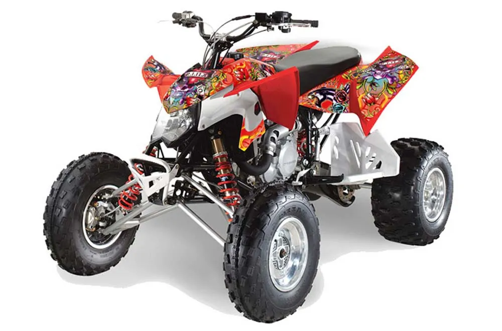Polaris Outlaw 450 / 500 / 525 ATV Graphic Kit - 2009-2012 Ed Hardy - Love Kills Red