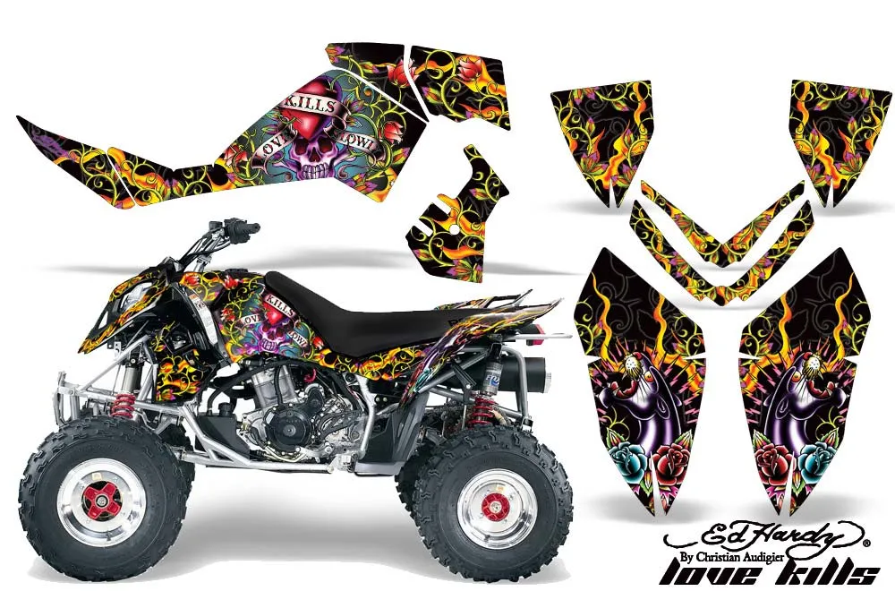 Polaris Outlaw 450 / 500 / 525 ATV Graphic Kit - 2006-2008 Ed Hardy - Love Kills Black