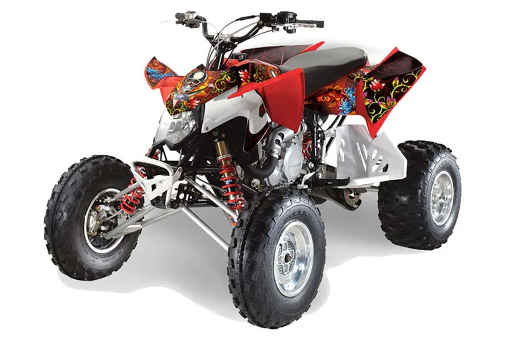 Polaris Outlaw 450 / 500 / 525 ATV Graphic Kit - 2009-2012 Ed Hardy - Pirates Red