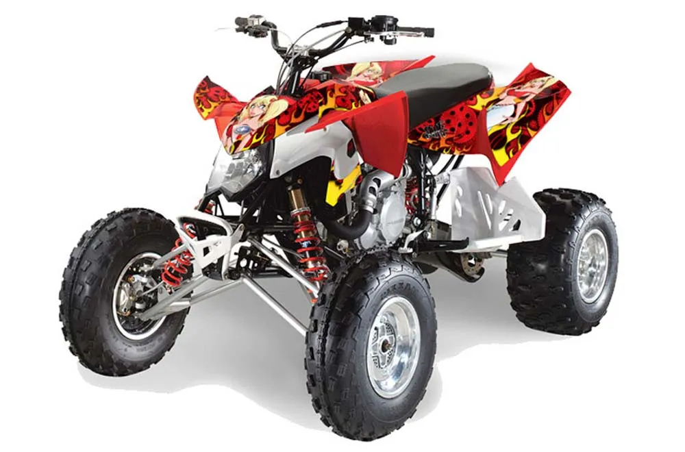 Polaris Outlaw 450 / 500 / 525 ATV Graphic Kit - 2009-2012 Motorhead Mandy Red