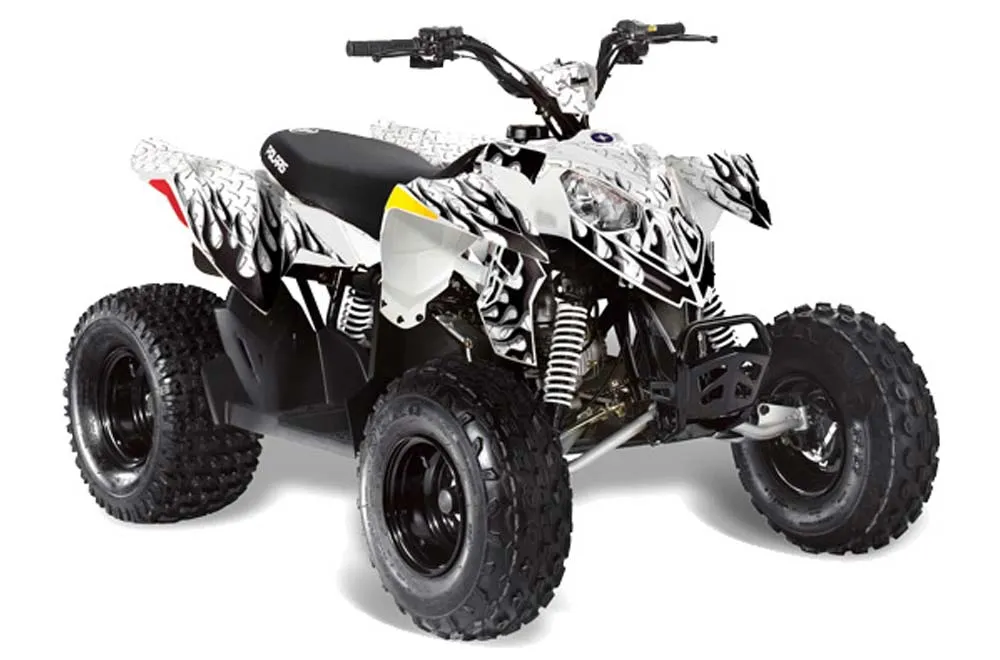 Polaris Outlaw 90 / 110 ATV Graphic Kit - 2002-2025 Diamond Flames White