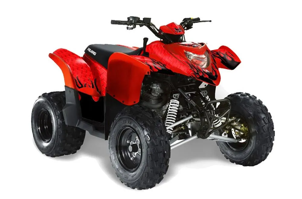 Polaris Phoenix 200 ATV Graphic Kit - 2005-2023 Diamond Flames Red