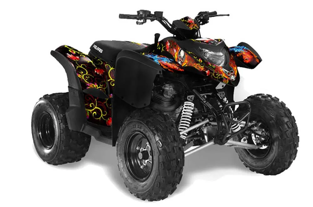 Polaris Phoenix 200 ATV Graphic Kit - 2005-2023 Ed Hardy - Pirates Red
