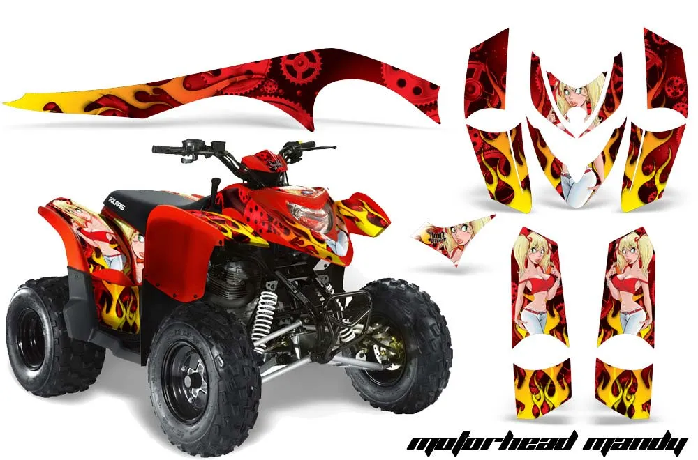 Polaris Phoenix 200 ATV Graphic Kit - 2005-2023 Motorhead Mandy Red