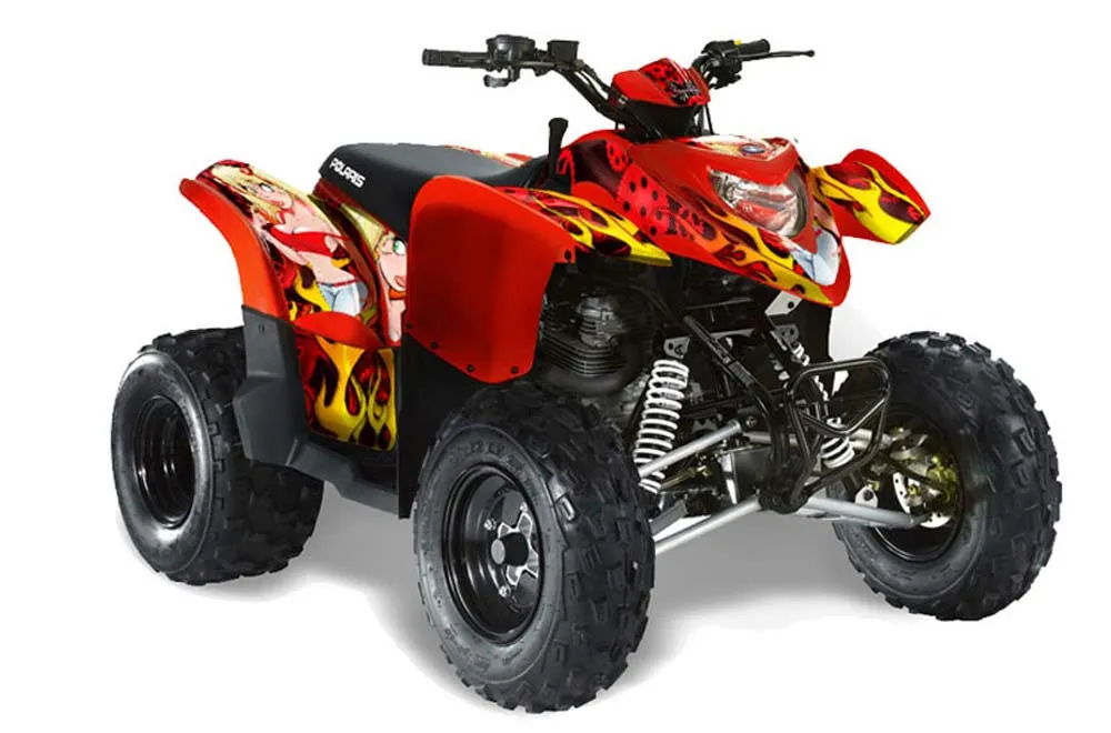 Polaris Phoenix 200 ATV Graphic Kit - 2005-2023 Motorhead Mandy Red