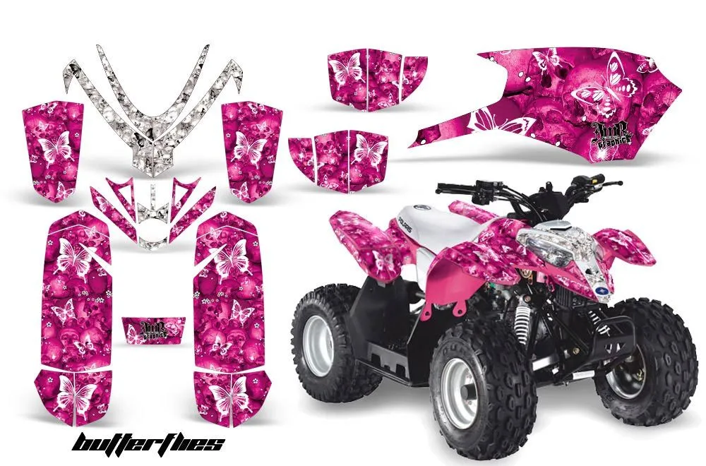 Polaris Predator 50 ATV Graphic Kit - All Years Butterfly Pink