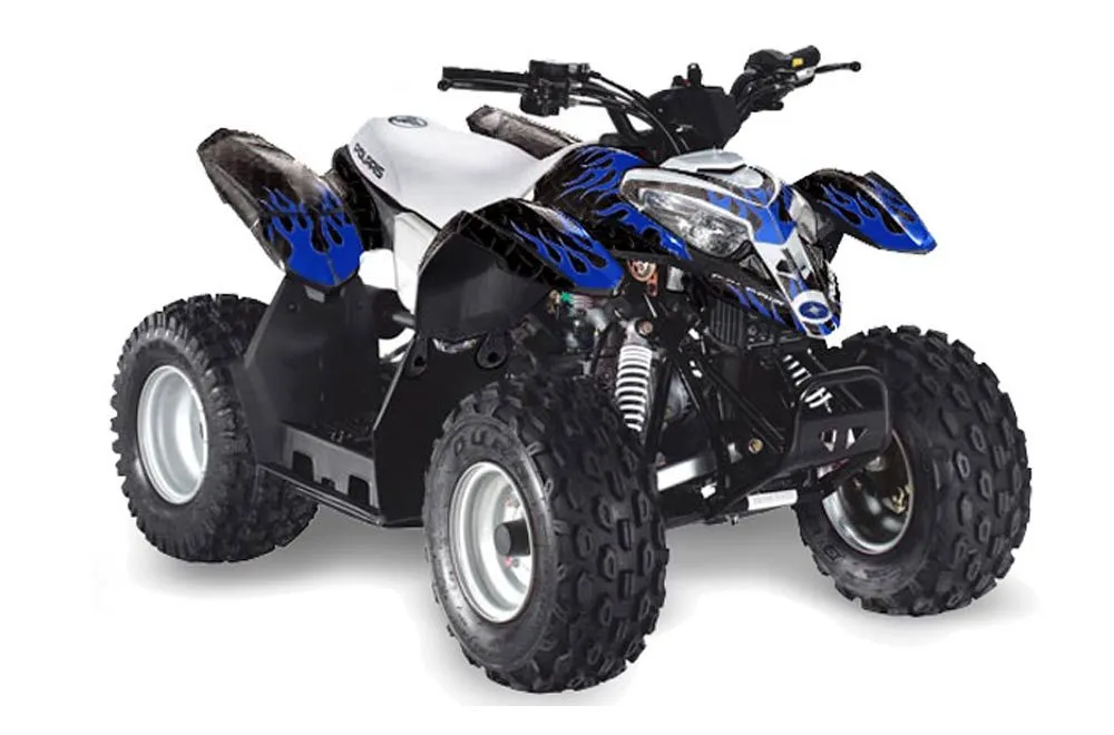 Polaris Predator 50 ATV Graphic Kit - All Years Diamond Flames Blue