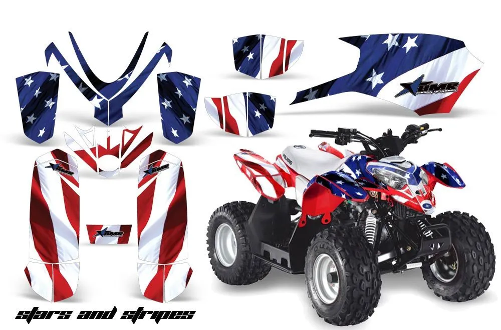 Polaris Predator 50 ATV Graphic Kit - All Years Stars N Stripes Red