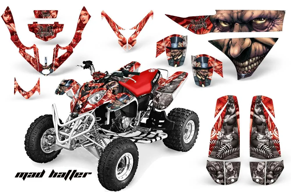 Polaris Predator 500 ATV Graphic Kit - 2002-2011 Mad Hatter Red