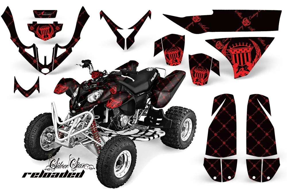 Polaris Predator 500 ATV Graphic Kit - 2002-2011 Silver Star - Reloaded Black