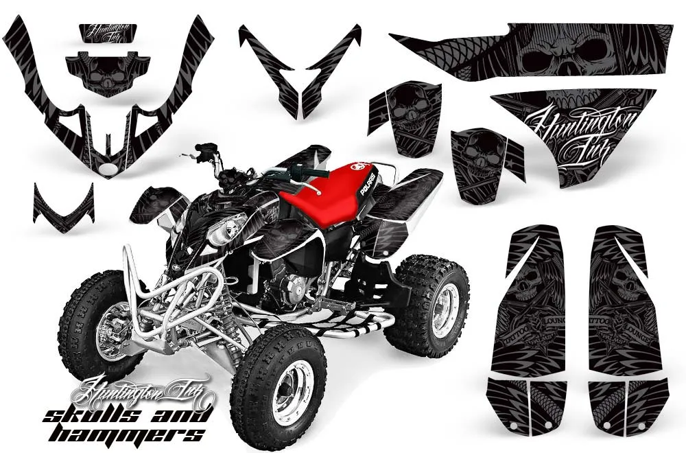 Polaris Predator 500 ATV Graphic Kit - 2002-2011 Skulls n Hammers Silver