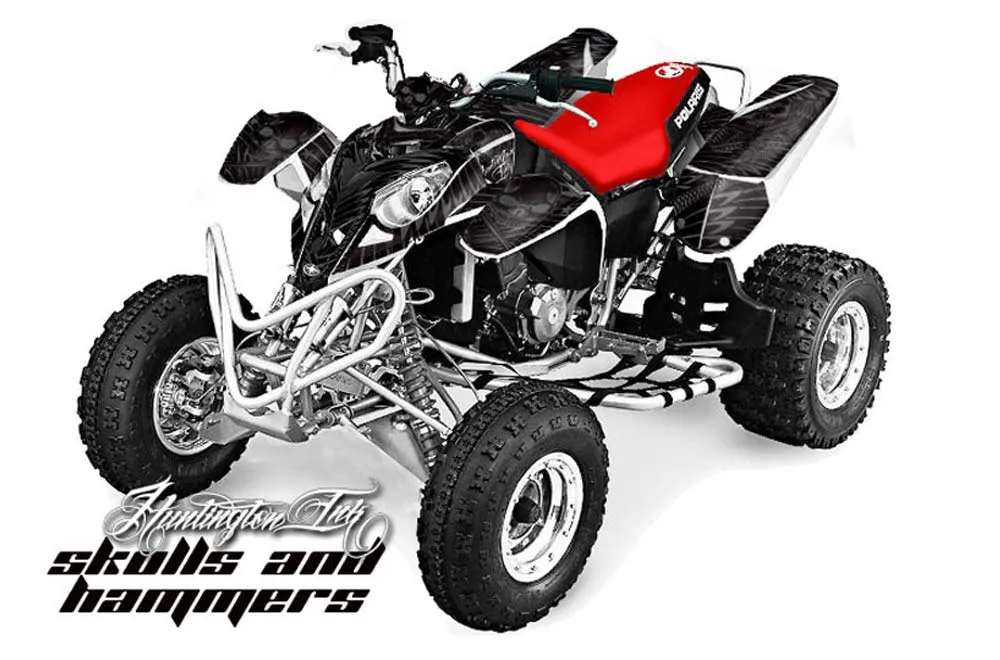 Polaris Predator 500 ATV Graphic Kit - 2002-2011 Skulls n Hammers Silver