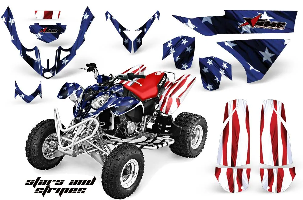 Polaris Predator 500 ATV Graphic Kit - 2002-2011 Stars N Stripes Red