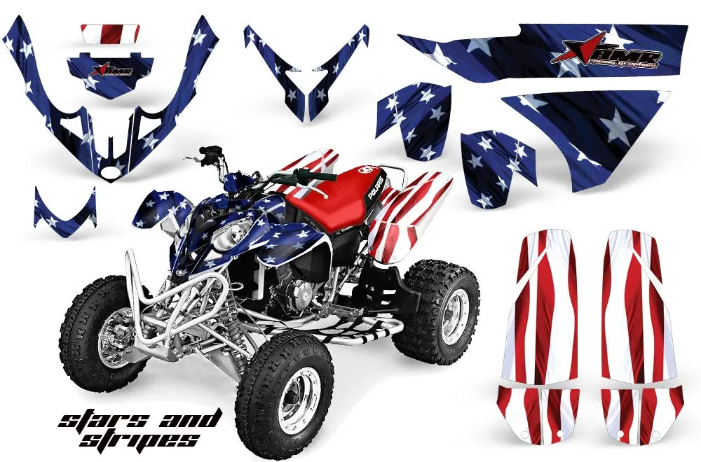 Polaris Predator 500 ATV Graphic Kit - 2002-2011 Stars N Stripes Red