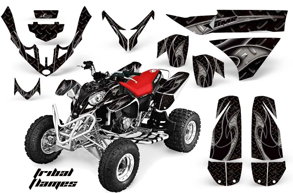 Polaris Predator 500 ATV Graphic Kit - 2002-2011 Tribal Flames Black