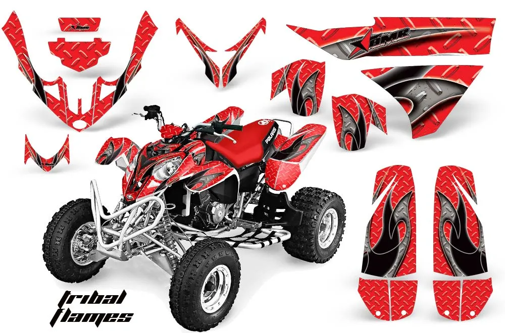 Polaris Predator 500 ATV Graphic Kit - 2002-2011 Tribal Flames Red