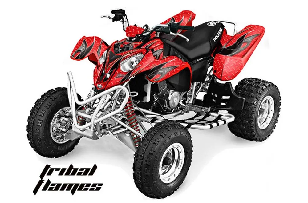Polaris Predator 500 ATV Graphic Kit - 2002-2011 Tribal Flames Red