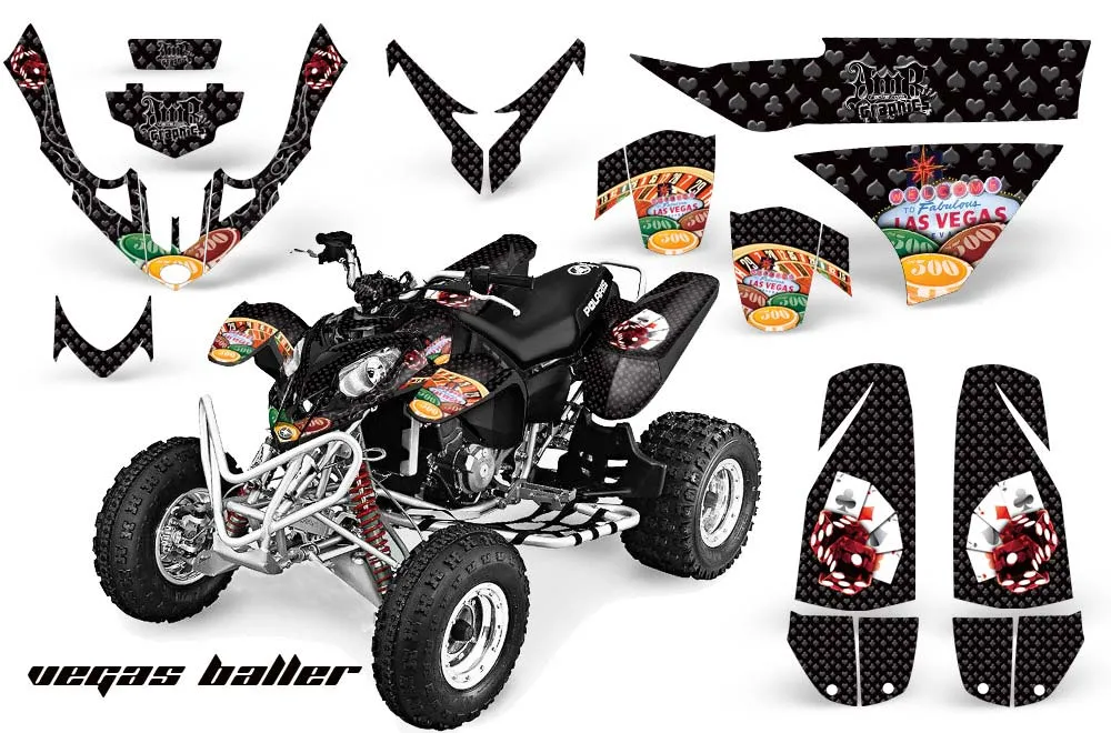 Polaris Predator 500 ATV Graphic Kit - 2002-2011 Vegas Baller Black