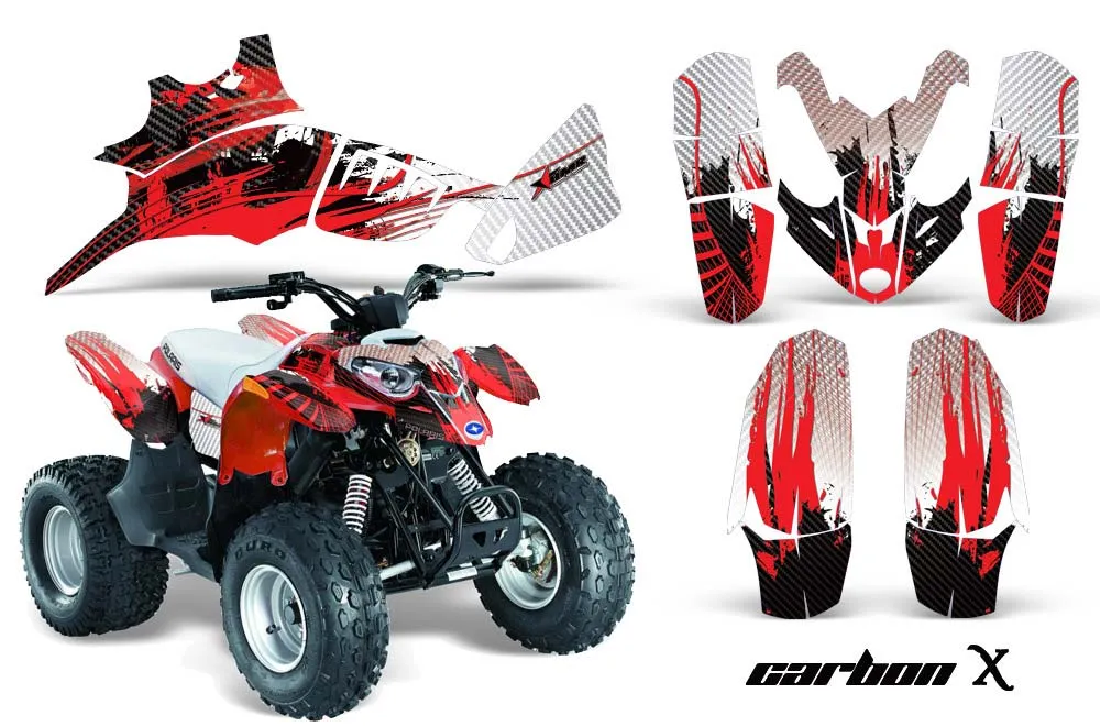 Polaris Predator 90 ATV Graphic Kit - 2002-2011 Carbon X Red