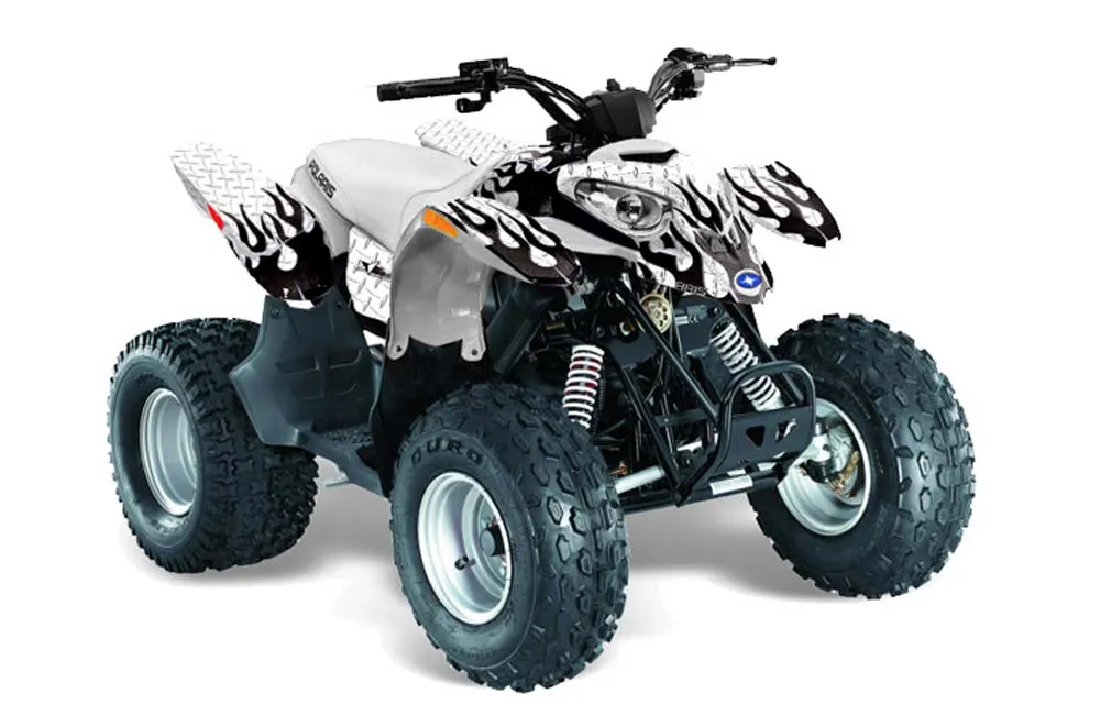 Polaris Predator 90 ATV Graphic Kit - 2002-2011 Diamond Flames White