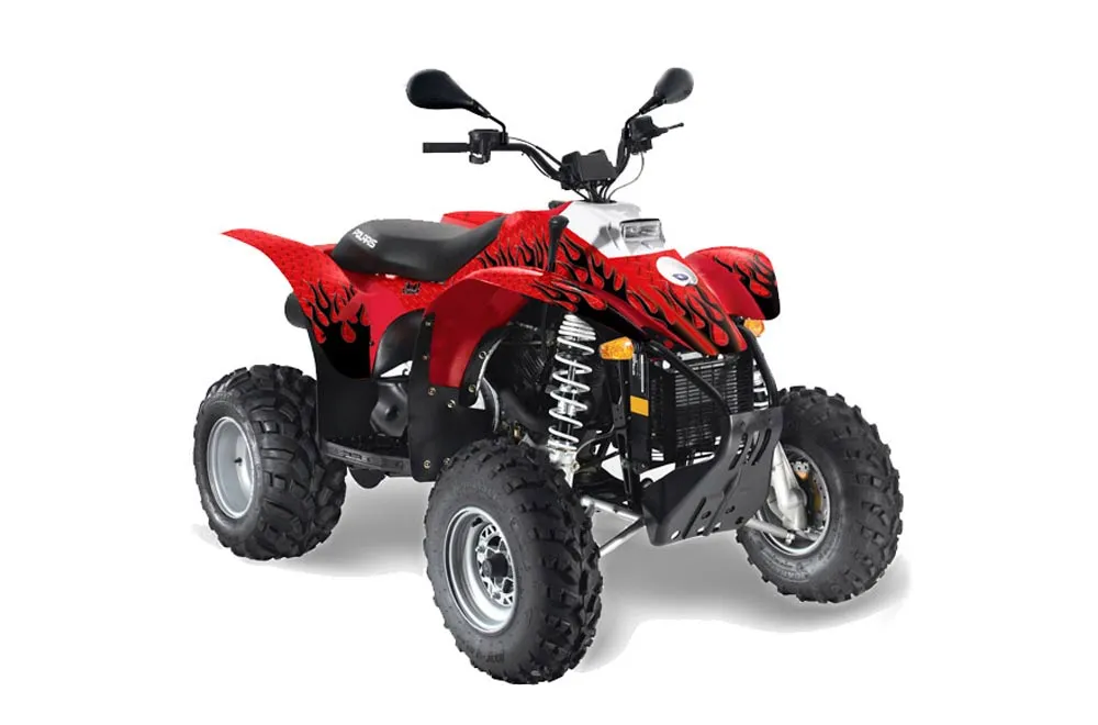 Polaris Scrambler / Trailblazer 500 ATV Graphic Kit - 1985-2009 Diamond Flames Red