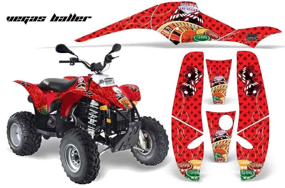 Polaris Scrambler / Trailblazer 500 ATV Graphic Kit - 1985-2009 Vegas Baller Red