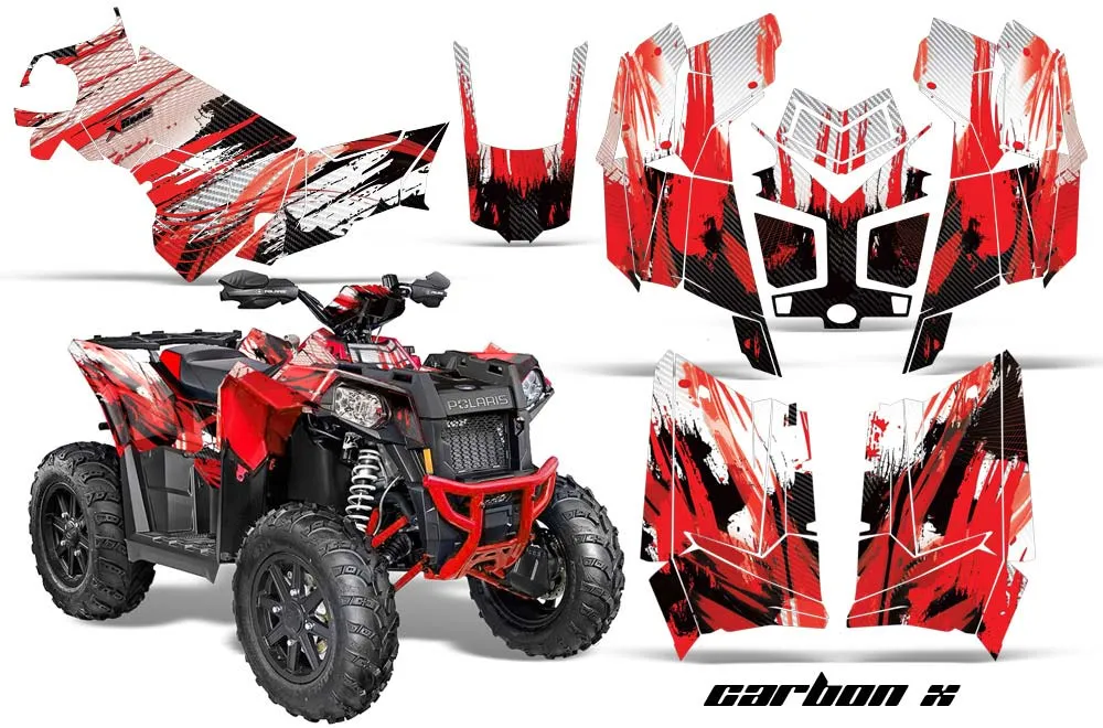 Polaris Scrambler XP 850 / 1000 ATV Graphic Kit - 2013-2016 Carbon X Red