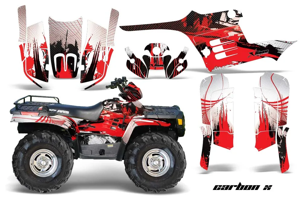Polaris Sportsman 400 / 500 / 600 / 700 ATV Graphic Kit - 1995-2004 Carbon X Red