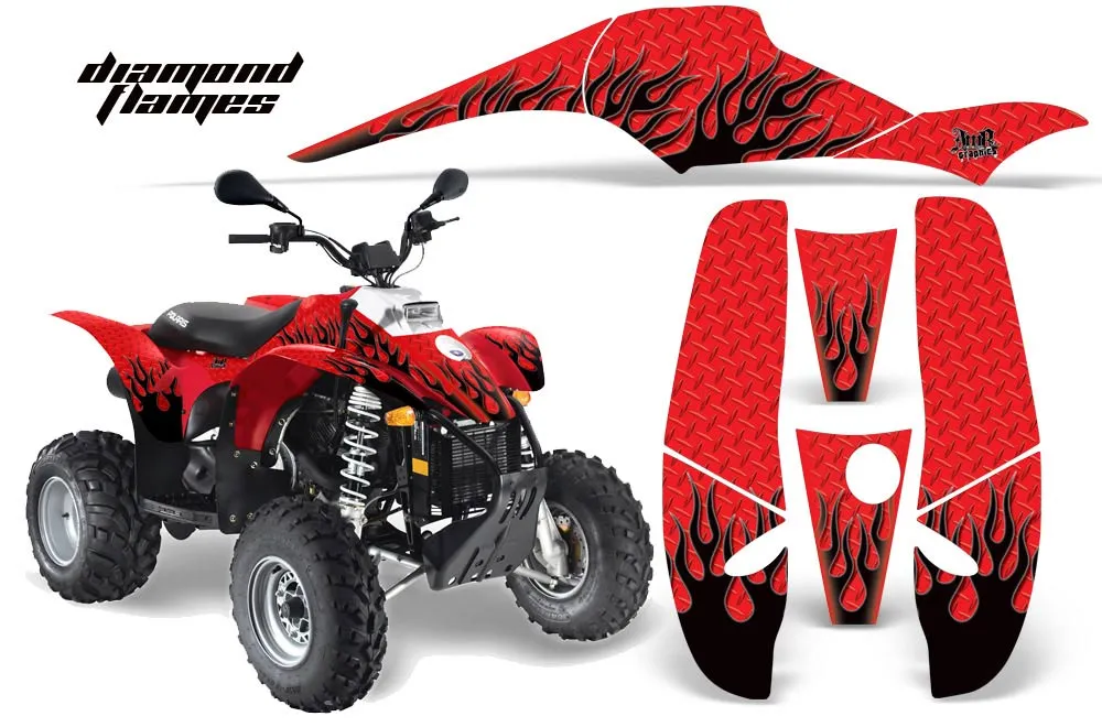 Polaris Trailblazer 350 ATV Graphic Kit - 1985-2009 Diamond Flames Red
