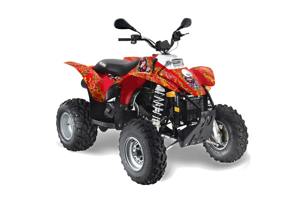 Polaris Trailblazer 350 ATV Graphic Kit - 1985-2009 Ed Hardy - Love Kills Red